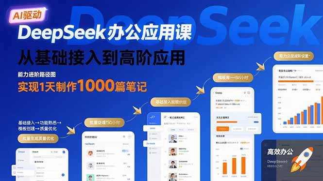 （15754期）DeepSeek办公应用课：从基础接入到高阶应用，实现1天制作1000篇笔记-讯领网创