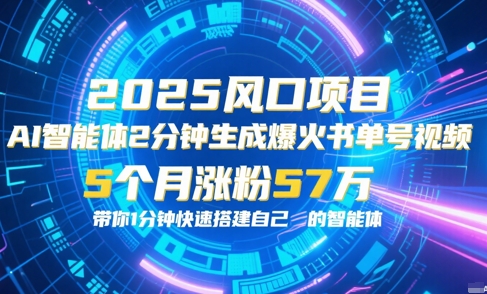 AI智能体2分钟一键生成爆火书单号原创视频，5个月涨粉57w，带你零代码1分钟搭建智能体-讯领网创