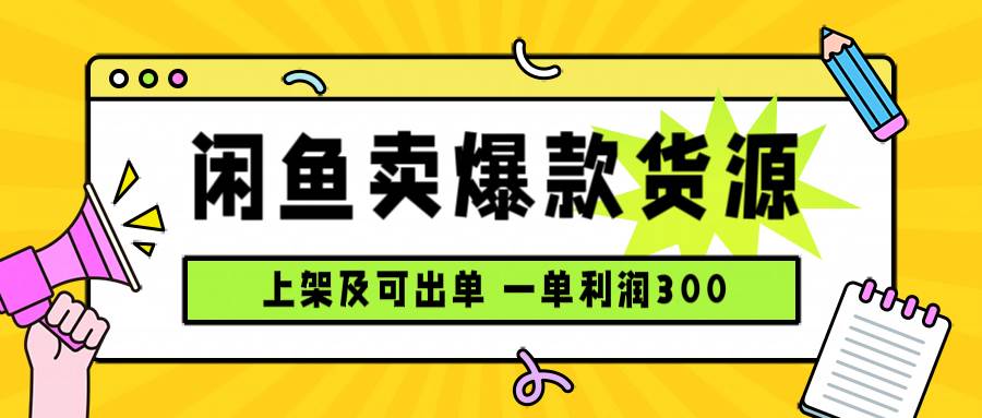（15977期）闲鱼卖爆款货源，每天利润1000，上架即出单-讯领网创