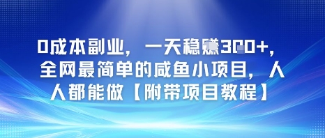 0成本副业，一天稳入3张，全网最简单的咸鱼小项目，人人都能做【附带项目教程】-讯领网创