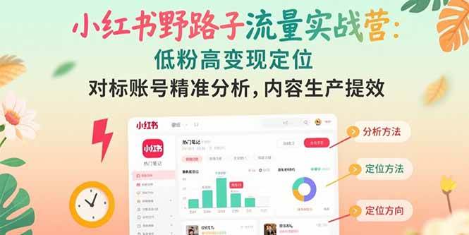 （15423期）小红书野路子流量实战营：低粉高变现定位 对标账号精准分析 内容生产提效-寒山客