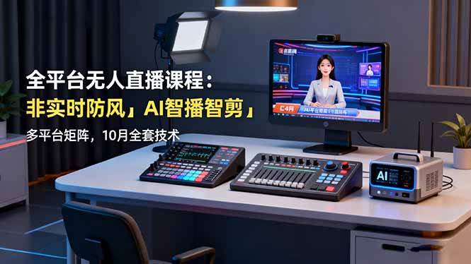 （16279期）全平台无人直播课程：非实时防风＋AI智播智剪＋多平台矩阵，10月全套技术-讯领网创