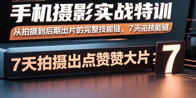 （15949期）手机摄影实战特训，从拍摄到后期出片的完整技能链，7天拍出点赞大片-讯领网创