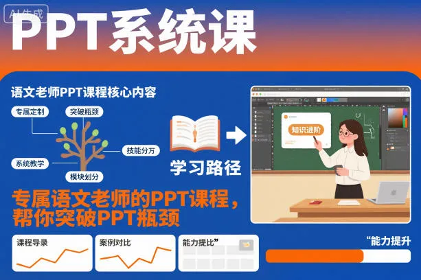 PPT系统课，专属语文老师的PPT课程，帮你突破PPT瓶颈-讯领网创