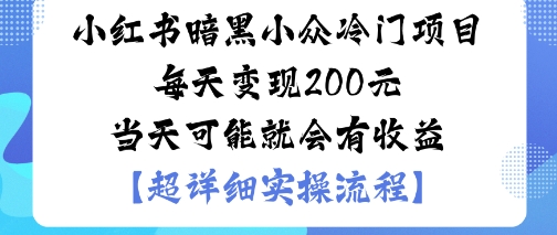 小红书暗黑小众冷门项目每天变现2张当天可能就会有收益-讯领网创
