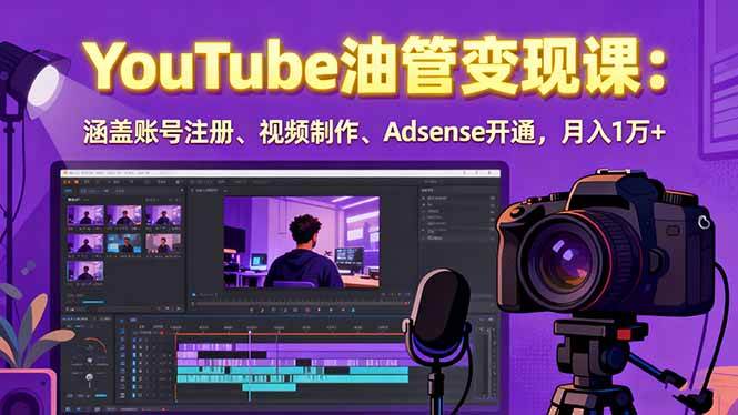 （15987期）2025YouTube油管变现课：涵盖账号注册、视频制作、Adsense开通，月入1万+-讯领网创