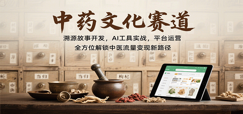 中药文化赛道：溯源故事开发，AI工具实战，平台运营，全方位解锁中医流量变现新路径-讯领网创