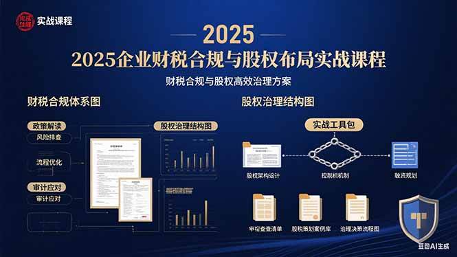 （15802期）2025企业财税合规与股权布局的实战课程：财税合规与股权高效治理方案-讯领网创