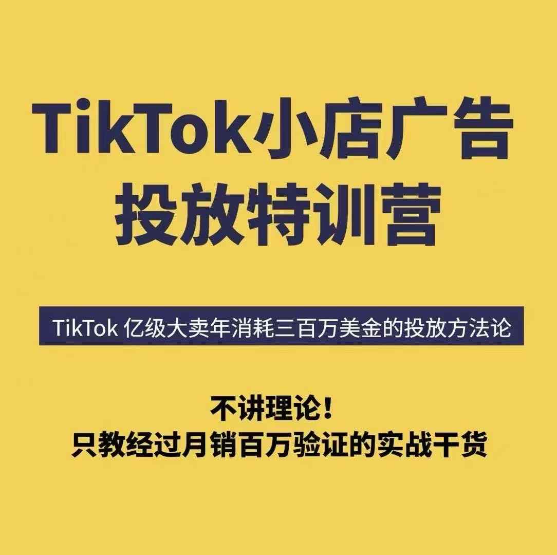 TikTok小店广告投放特训营，6天破局计划专治各种“投不动”，教你经过月销百万验证的实战干货-讯领网创