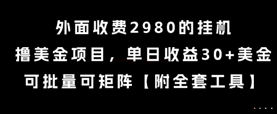 外面收费2980的挂G撸美金项目，单日收益30+美金，可批量可矩阵【揭秘】-讯领网创