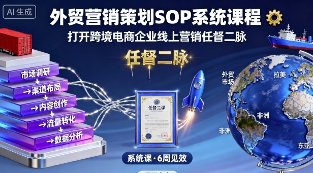 外贸营销策划SOP系统课程，打开跨境电商企业线上营销任督二脉-讯领网创