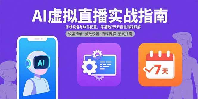 （15835期）AI虚拟直播实战指南，手机设备与软件配置，零基础7天开播全流程拆解-讯领网创