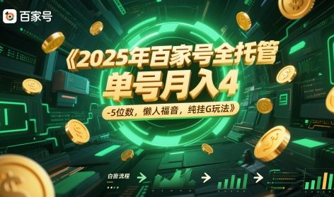 2025年百家号全托管，单号月入4-5位数，懒人福音，纯挂G玩法【揭秘】-讯领网创