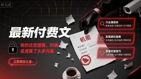 最新付费文：我的这些提醒，的确是透露了太多内幕-讯领网创