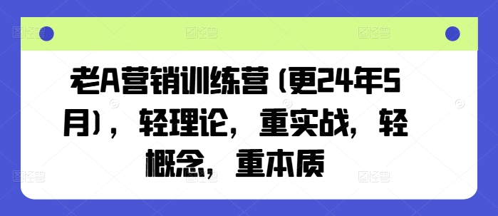 老A营销训练营(更25年7月)，轻理论，重实战，轻概念，重本质-讯领网创