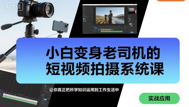 小白变身老司机的短视频拍摄系统课，让你真正把所学知识运用到工作生活中-讯领网创
