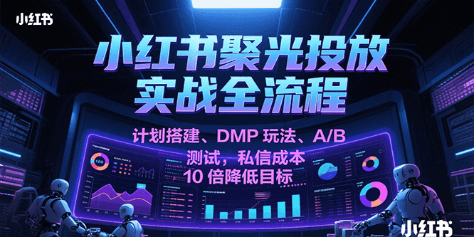 小红书聚光投放实战全流程，计划搭建、DMP玩法、A/B测试，私信成本10倍降低目标-讯领网创