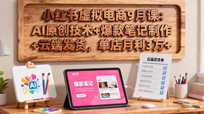 （16287期）小红书虚拟电商9月课：AI原创技术+爆款笔记制作+云端发货，单店月利3万+-讯领网创