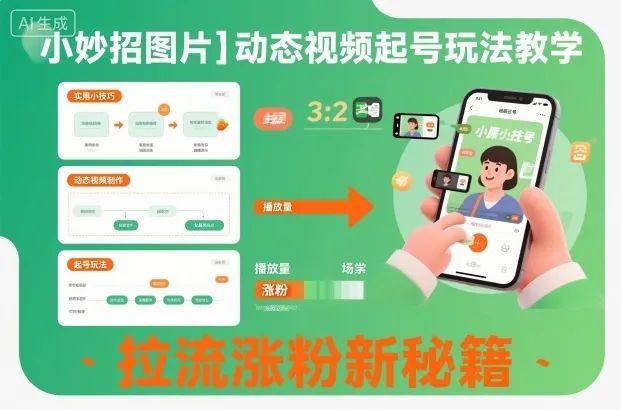 小妙招图片＋动态视频起号玩法教学，拉流涨粉新秘籍-讯领网创