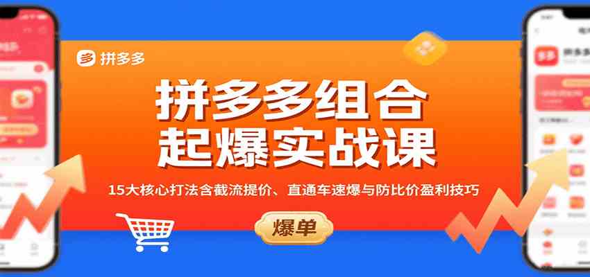 拼多多组合起爆实战课：15大核心打法含截流提价、直通车速爆与防比价盈利技巧-讯领网创