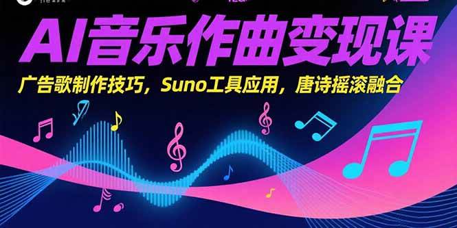 （15370期）AI音乐作曲变现课，广告歌制作技巧，Suno工具应用，唐诗摇滚融合-寒山客