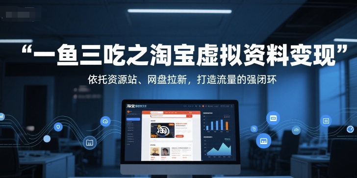 一鱼三吃之淘宝虚拟资料变现，依托资源站、网盘拉新，打造流量的强闭环-讯领网创
