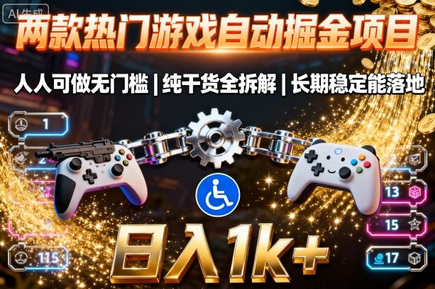 两款热门游戏自动掘金项目，人人可做无门槛，纯干货全拆解，长期稳定能落地，日入1k+【揭秘】-讯领网创
