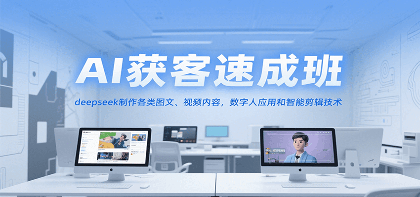 AI获客速成班，deepseek制作各类图文、视频内容，数字人应用和智能剪辑技术-讯领网创