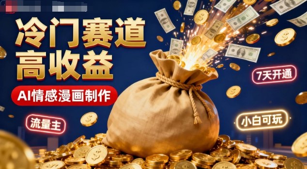 公众号冷门赛道，用AI做情感漫画，7天开通流量主，操作简单，小白可玩-讯领网创