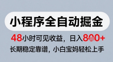 微信小程序全自动掘金，快速见收益，长期稳定靠谱，零基础友好，日入8张【揭秘】-讯领网创