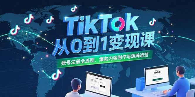 （15346期）TikTok从0到1变现课，账号注册全流程，爆款内容制作与矩阵运营-寒山客