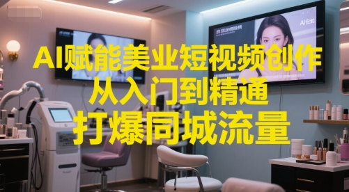 AI赋能美业短视频创作，从入门到精通，打爆同城流量，超级AI工具短视频实操落地-讯领网创