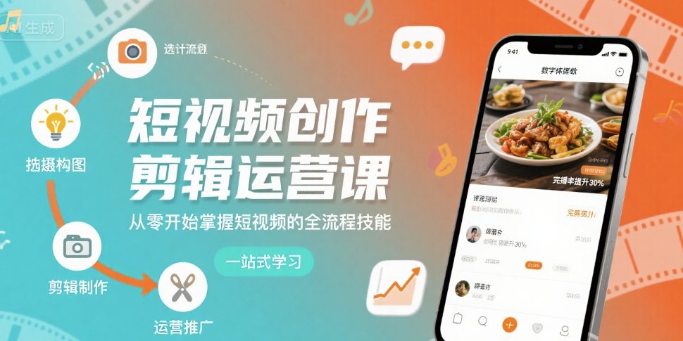 短视频创作剪辑运营课，从零开始掌握短视频的全流程技能-讯领网创
