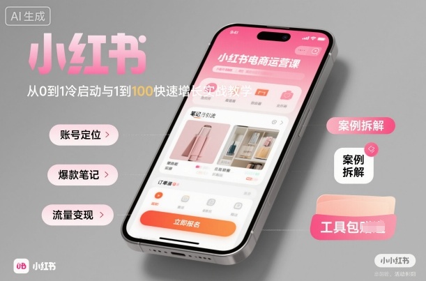 小红书电商运营课：从0到1冷启动与1到100快速增长实战教学-讯领网创