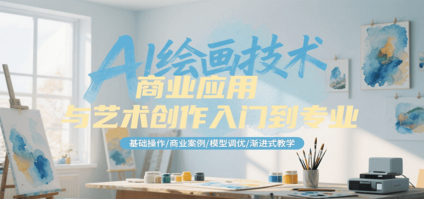 AI绘画技术商业应用与艺术创作入门到专业，基础操作/商业案例/模型调优/渐进式教学-讯领网创