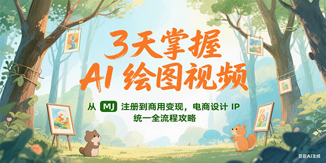 3天掌握AI绘图视频，从MJ 注册到商用变现，电商设计IP统一全流程攻略-讯领网创