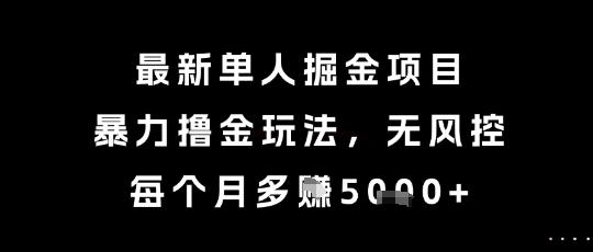 最新单人掘金项目，暴力撸金玩法，无风控，每个月多挣5k+【揭秘】-讯领网创