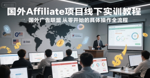 国外Affiliate项目线下实训教程，国外广告联盟从零开始的具体操作全流程-讯领网创