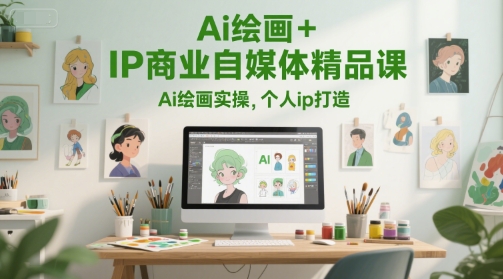 Ai绘画+IP商业自媒体精品课，Ai绘画实操，个人ip打造-讯领网创