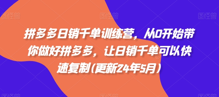 拼多多日销千单训练营，从0开始带你做好拼多多，让日销千单可以快速复制(更新25年6月)-讯领网创