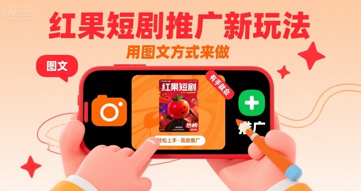 红果短剧推广新玩法，用图文方式来做，有手就会-讯领网创