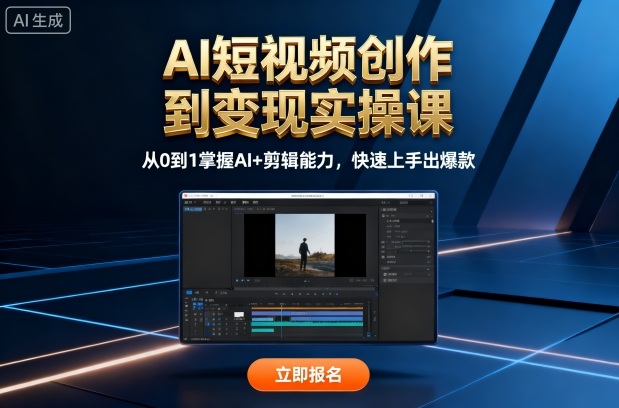 AI短视频创作到变现实操课，从0到1掌握AI+剪辑能力，快速上手出爆款（更新10月）-讯领网创