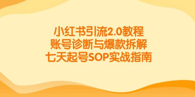（14981期）小红书引流2.0教程，账号诊断与爆款拆解，七天起号SOP实战指南-讯领网创