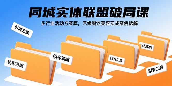 （15833期）同城实体联盟破局课，多行业活动方案库，汽修餐饮美容实战案例拆解-讯领网创