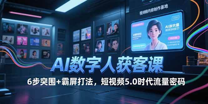 （15247期）AI数字人获客课，6步突围+霸屏打法，短视频5.0时代流量密码-讯领网创