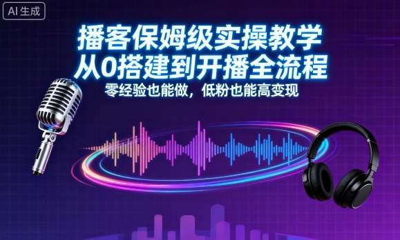 播客保姆级实操教学，从0搭建到开播全流程，零经验也能做，低粉也能高变现-讯领网创