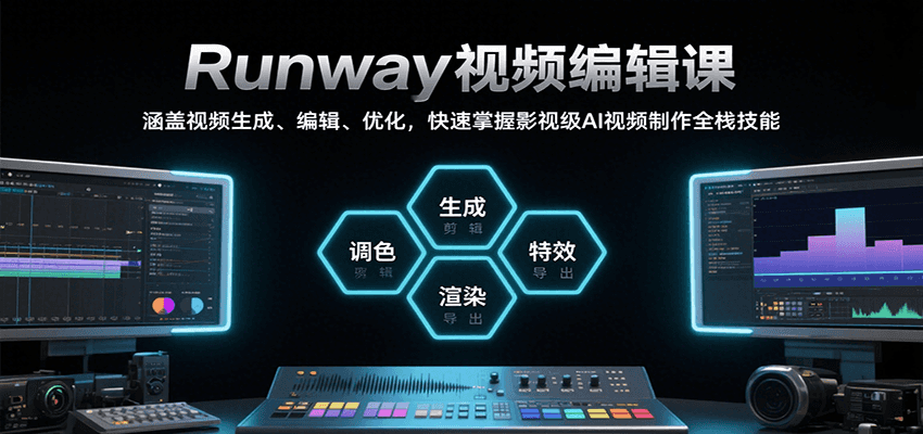 Runway视频编辑课，涵盖视频生成、编辑、优化，快速掌握影视级AI视频制作全栈技能-讯领网创