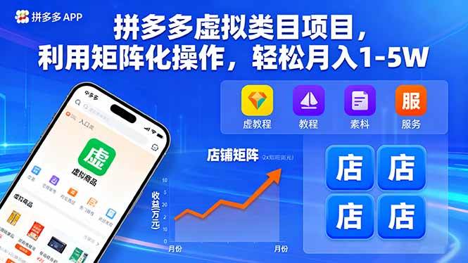 （16025期）拼多多虚拟类目项目，利用矩阵化操作，轻松月入1-5W-讯领网创