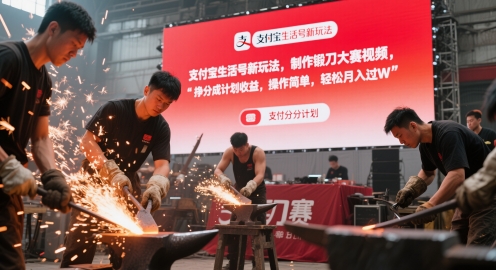支付宝生活号新玩法，制作锻刀大赛视频，挣分成计划收益，操作简单，轻松月入过W-讯领网创
