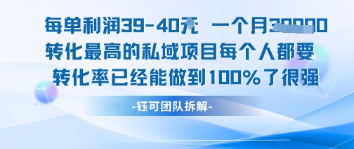每单利润40一个月7k+转化最高的私域项目，每个人都要的产品转化率已经能做到100%-讯领网创